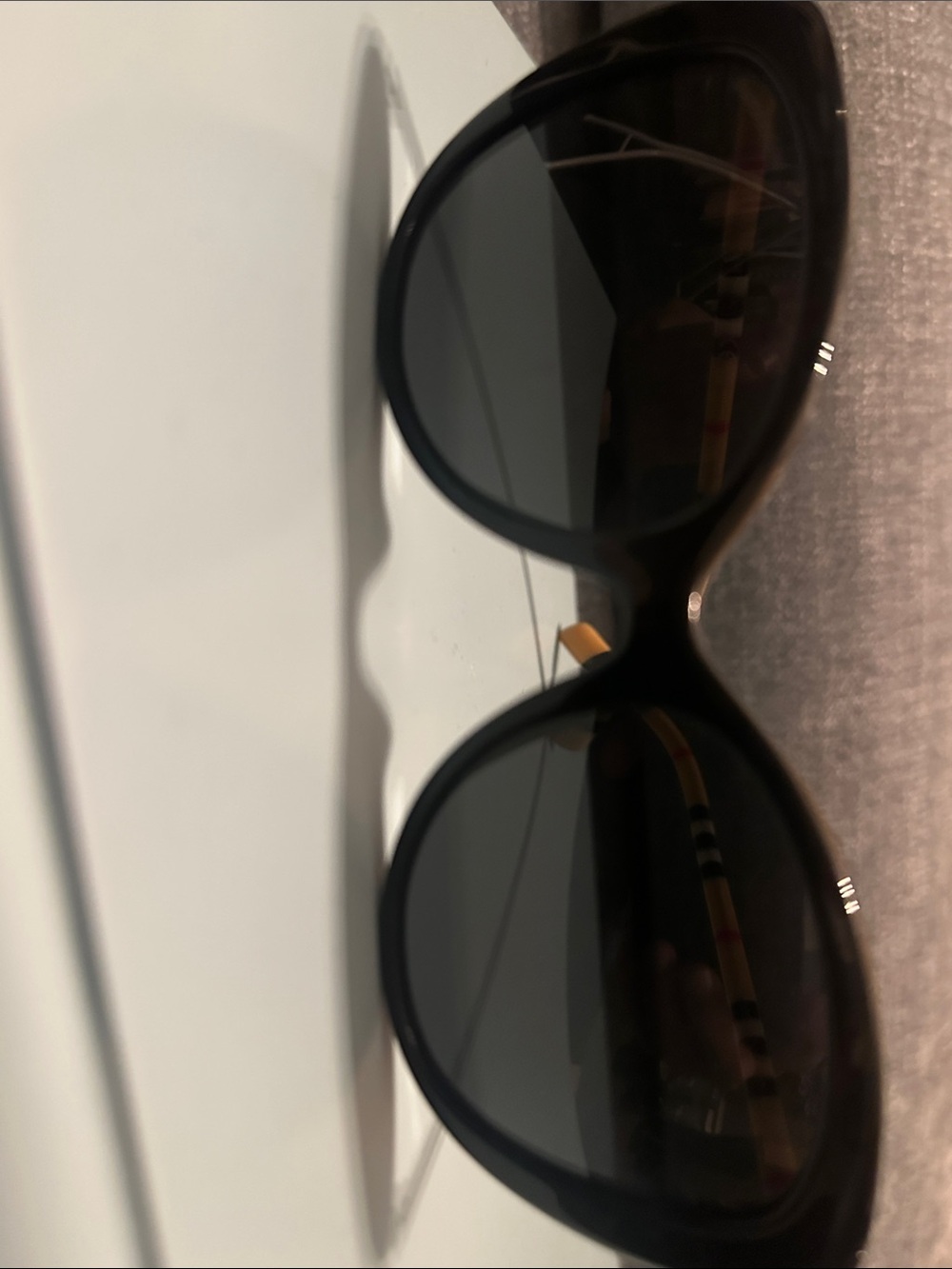 Burberry Black Sunglasses with Signature Check Temples - Picture 8 of 8